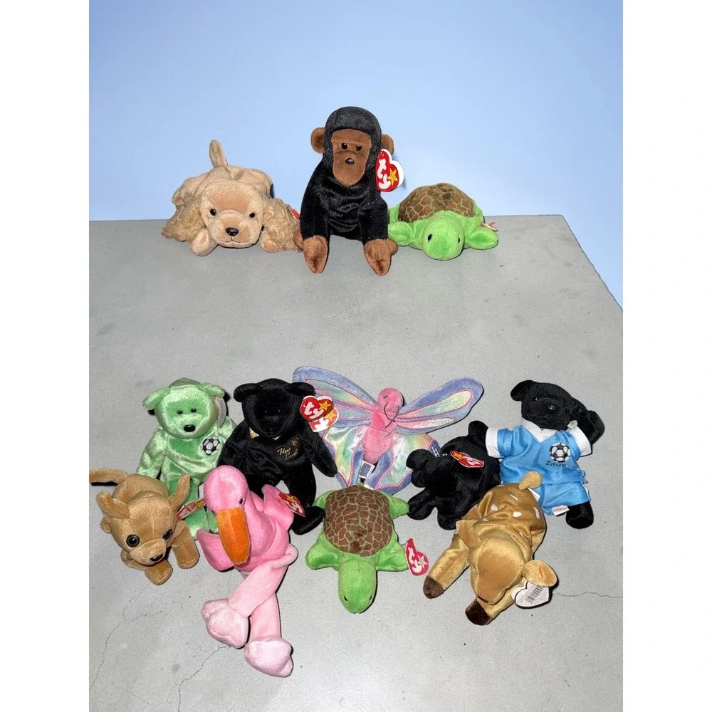 Ty Beanie Babies Lot of 11 Retired The End Bear Speedy Turtle Congo Spunky Plush